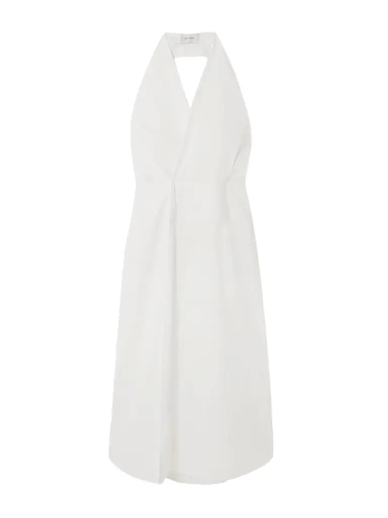 St. Agni Cotton-blend Poplin Halterneck Wrap Maxi Dress