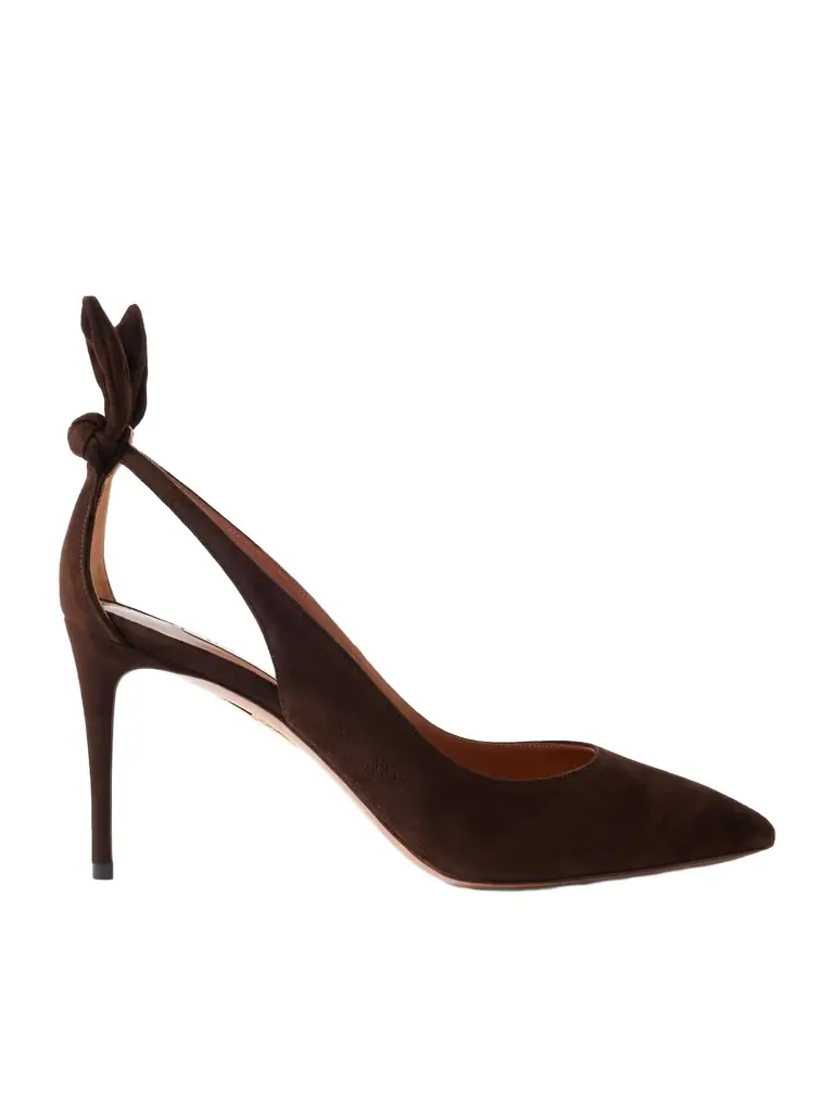 Aquazzura Bow Tie 85 Suede Pumps