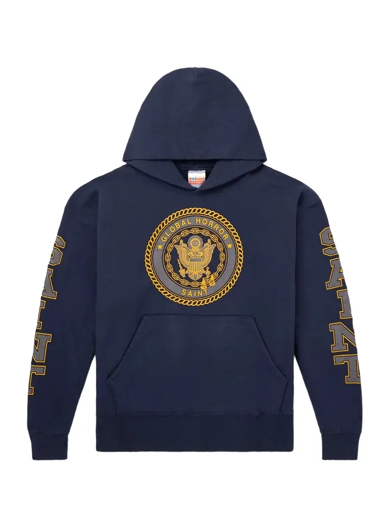 SAINT Mxxxxxx Saint College Printed Cotton Hoodie - Men