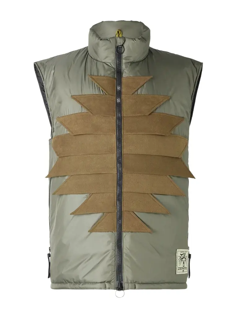 KAPITAL Zepher Suede-Trimmed Shell Gilet - Men