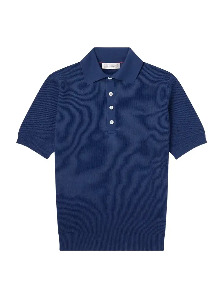Brunello Cucinelli Ribbed Cotton Polo Shirt - Men