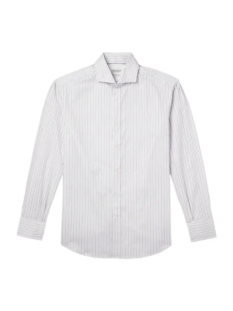 Brunello Cucinelli Striped Cotton-Poplin Shirt - Men