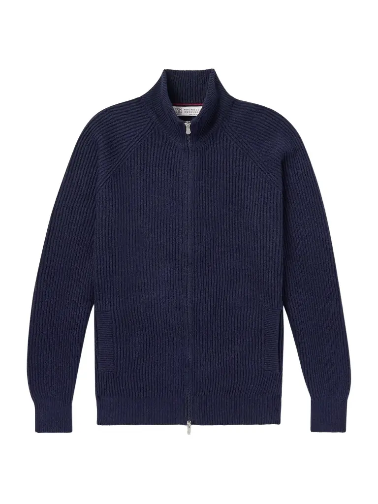 Brunello Cucinelli Ribbed Cotton Zip-Up Sweater - Men