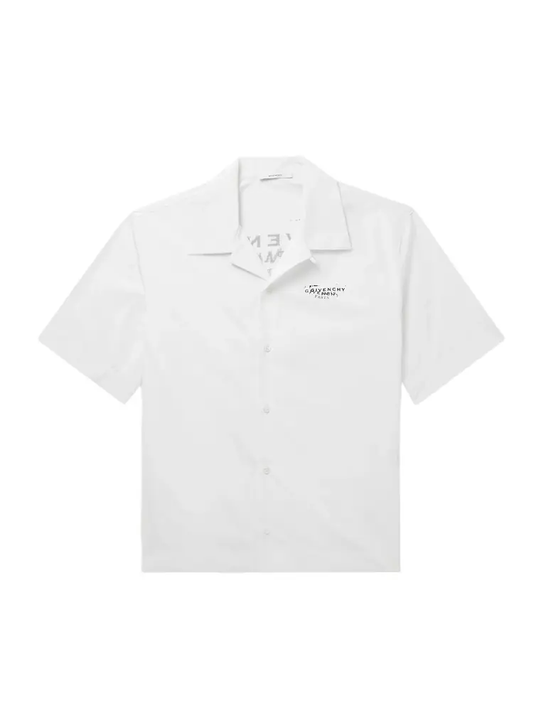 Givenchy Convertible-Collar Logo-Print Cotton-Poplin Shirt - Men