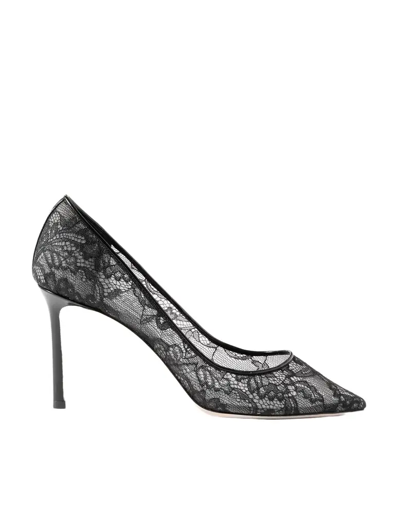 Jimmy Choo Romy 85 Leather-trimmed Lace Pumps
