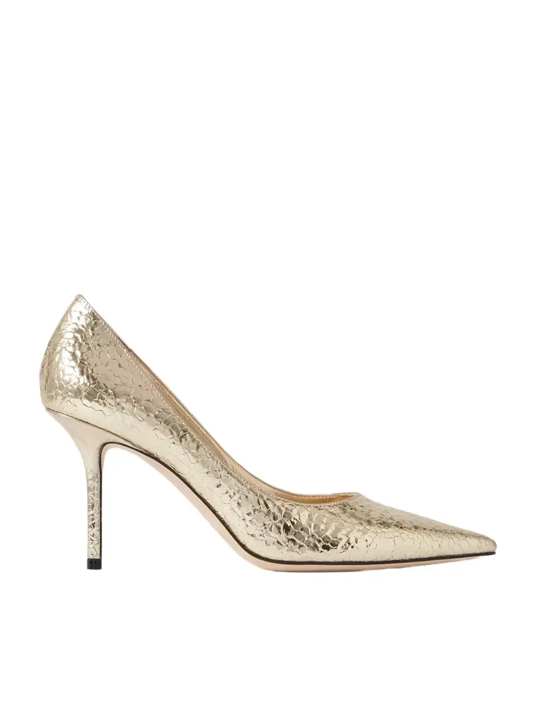Jimmy Choo Love 85 Metallic Cracked-leather Pumps