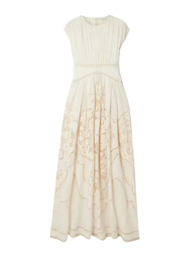 Zimmermann Daylight Broderie Anglaise Linen Midi Dress
