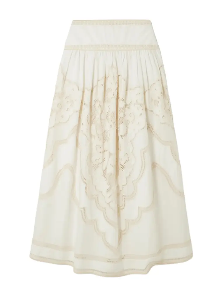 Zimmermann Daylight Broderie Anglaise Linen Maxi Skirt