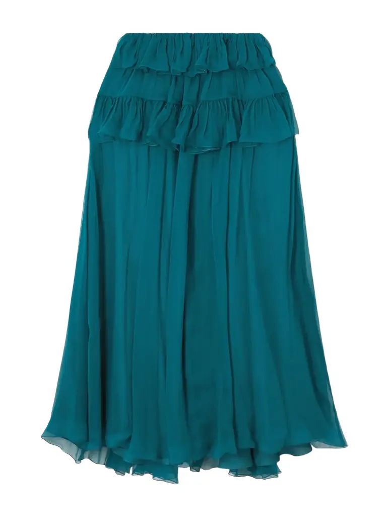 Tiered Organic Silk-mousseline Maxi Skirt