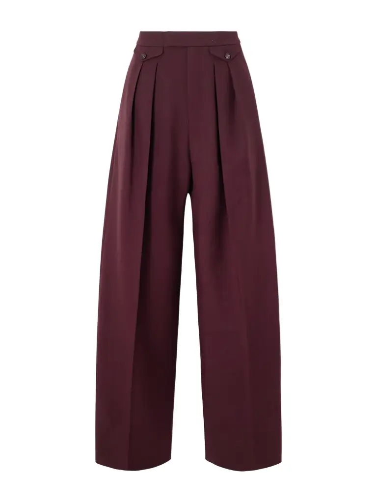 Chloé Pleated Wool-gabardine Wide-leg Pants