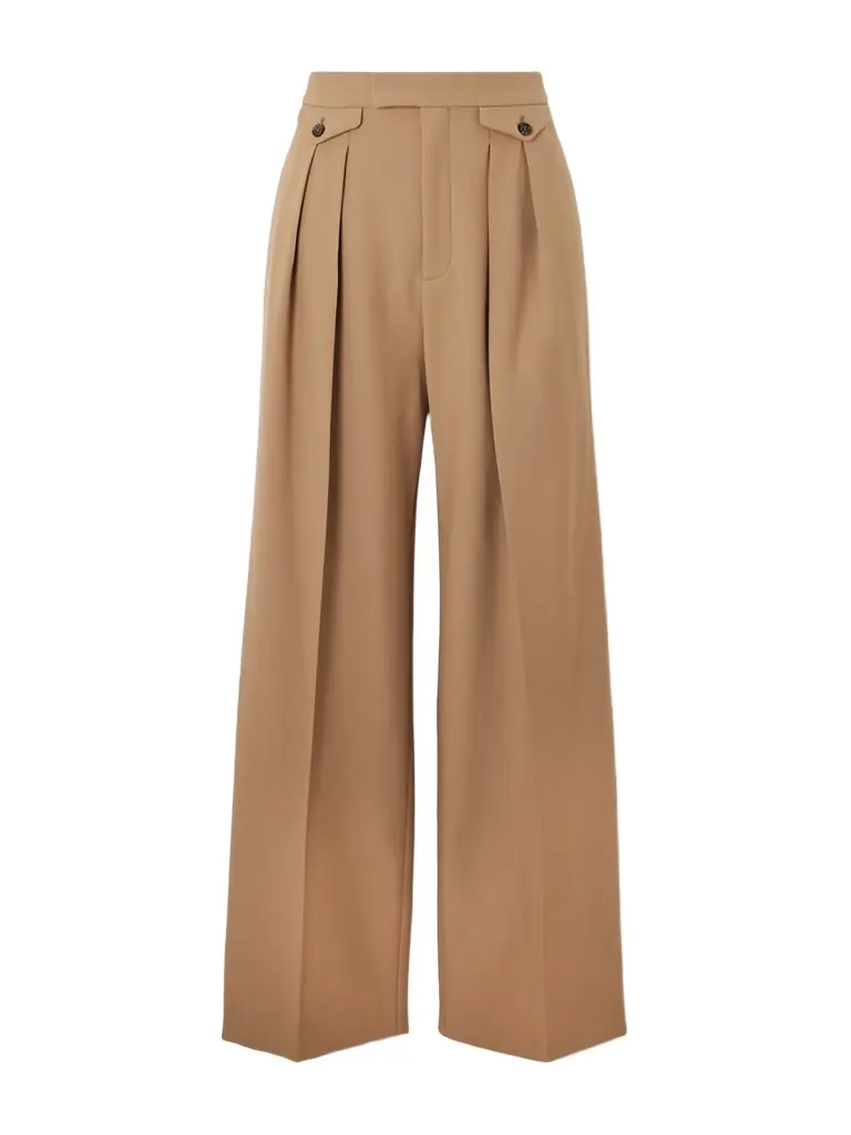 Chloé Pleated Wool-gabardine Wide-leg Pants