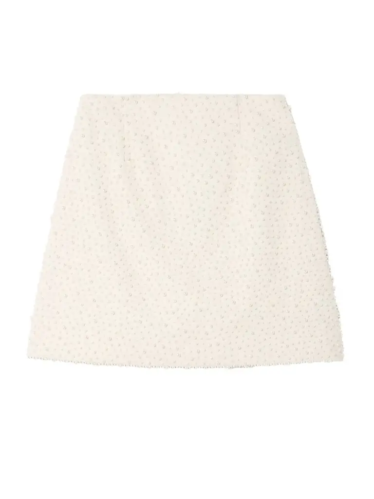 Carolina Herrera Embellished Wool-blend Crepe Mini Skirt