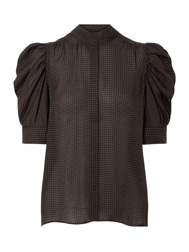 Frame Gillian Houndstooth Silk-satin Shirt