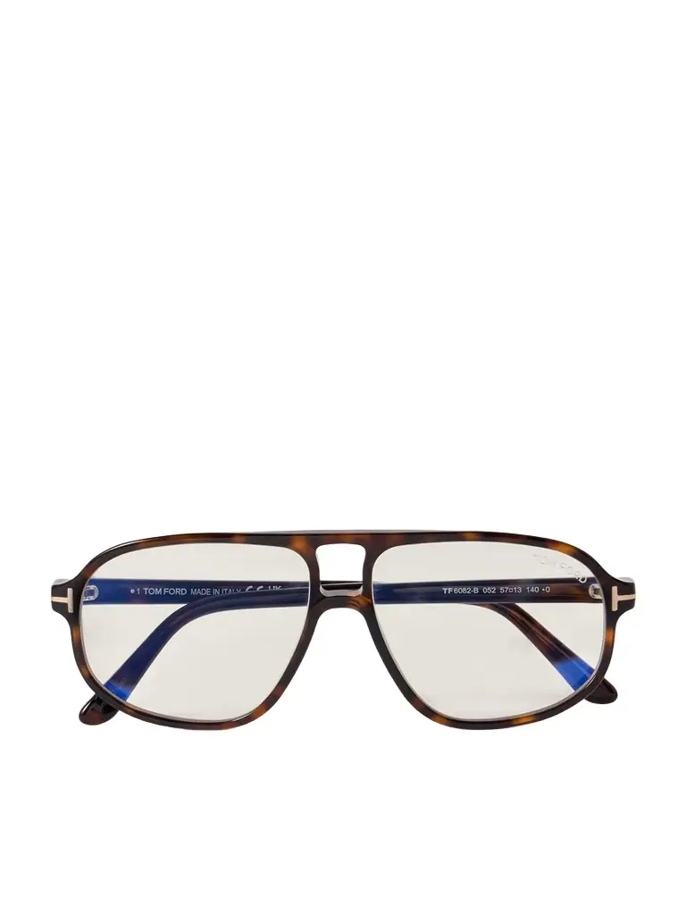 Tom Ford Aviator-style Tortoiseshell Acetate Optical Glasses