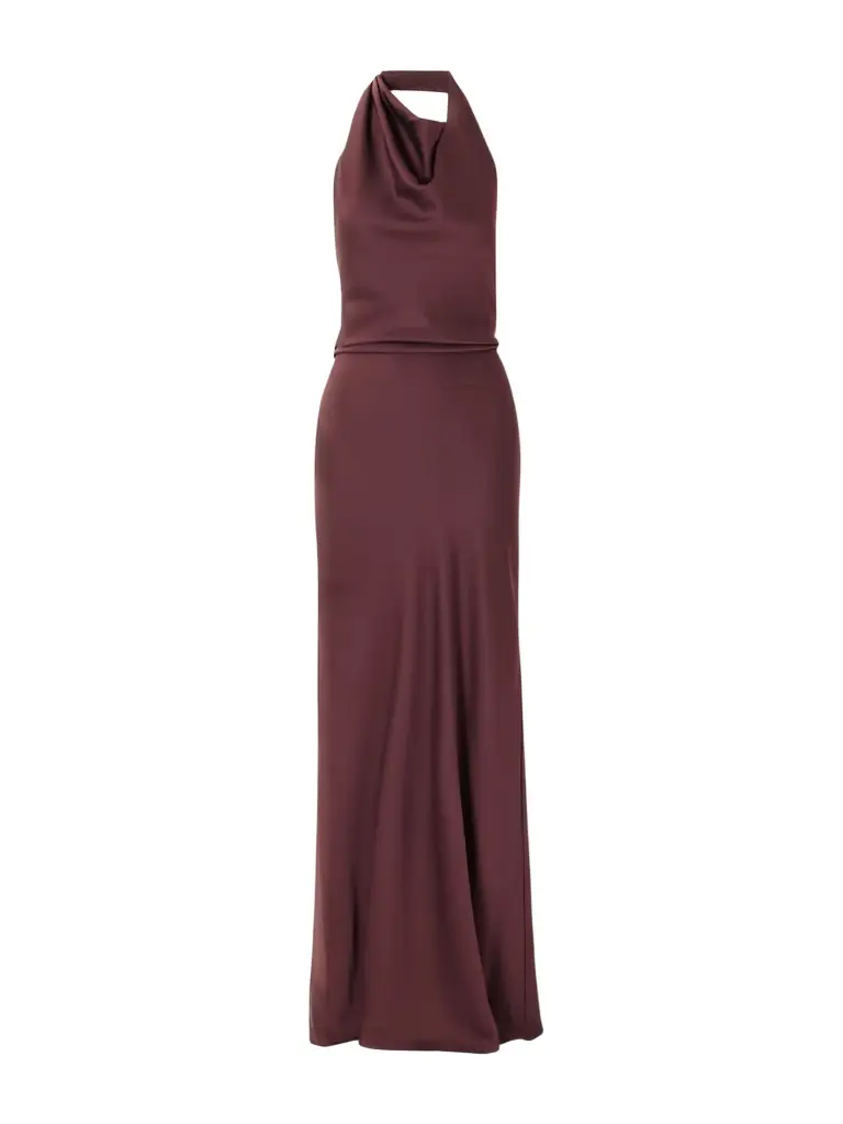 Simkhai Reannon Draped Satin Halterneck Gown