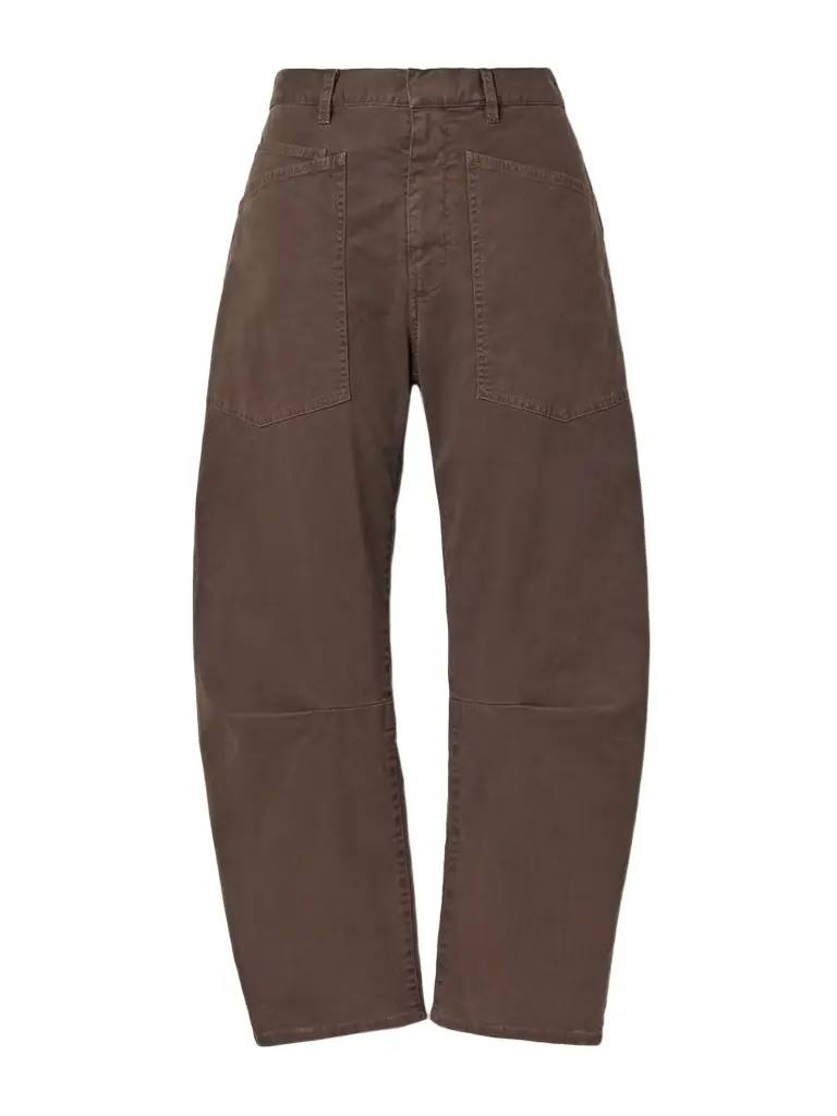 Nili Lotan Shon Brushed Stretch-cotton Twill Barrel-leg Pants