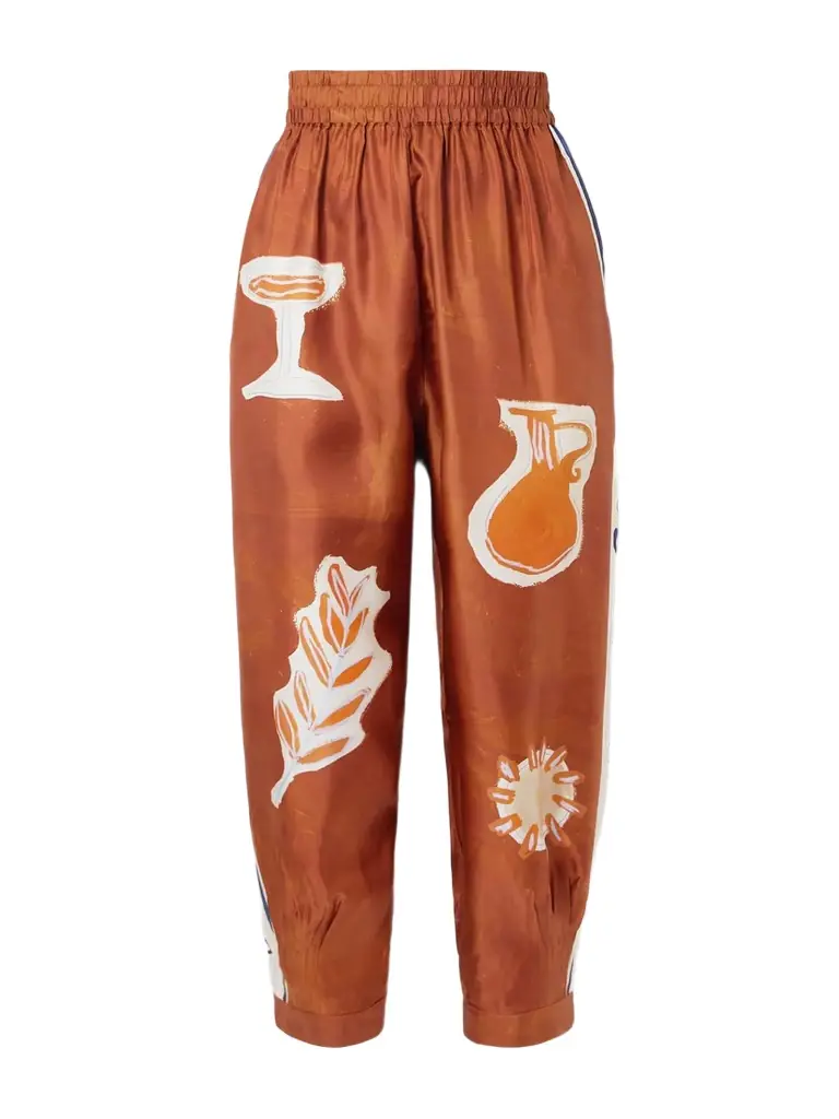 ALÉMAIS + Lrnce Soleil D'amour Printed Silk-twill Barrel-leg Pants