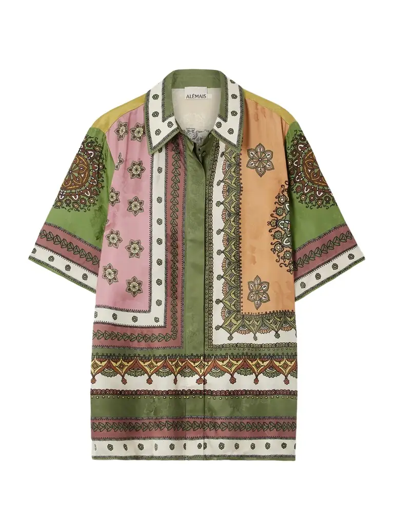 ALÉMAIS Contina Printed Satin-jacquard Shirt