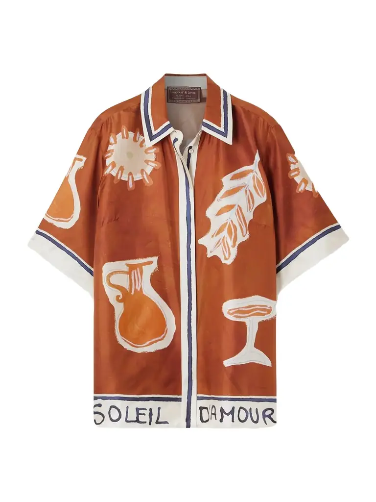 ALÉMAIS Soleil D'amour Printed Silk-twill Shirt