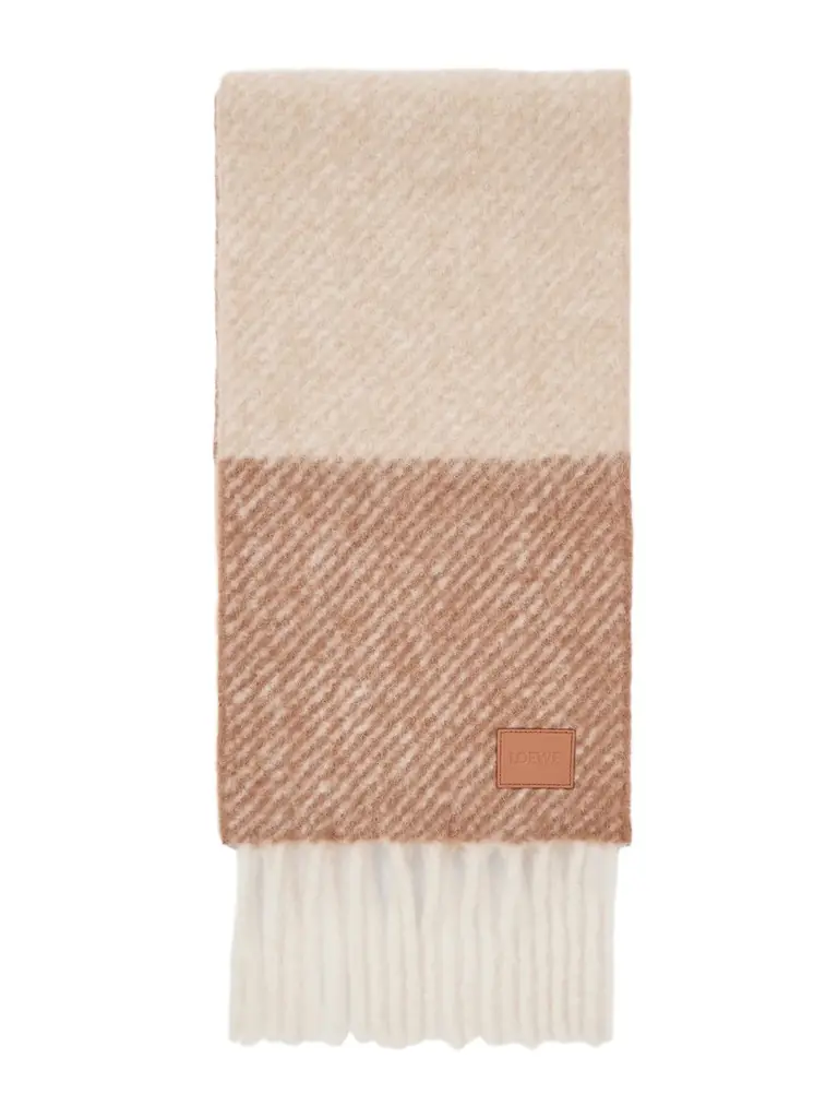 Loewe Fringed Striped Alpaca-Blend Scarf - Men