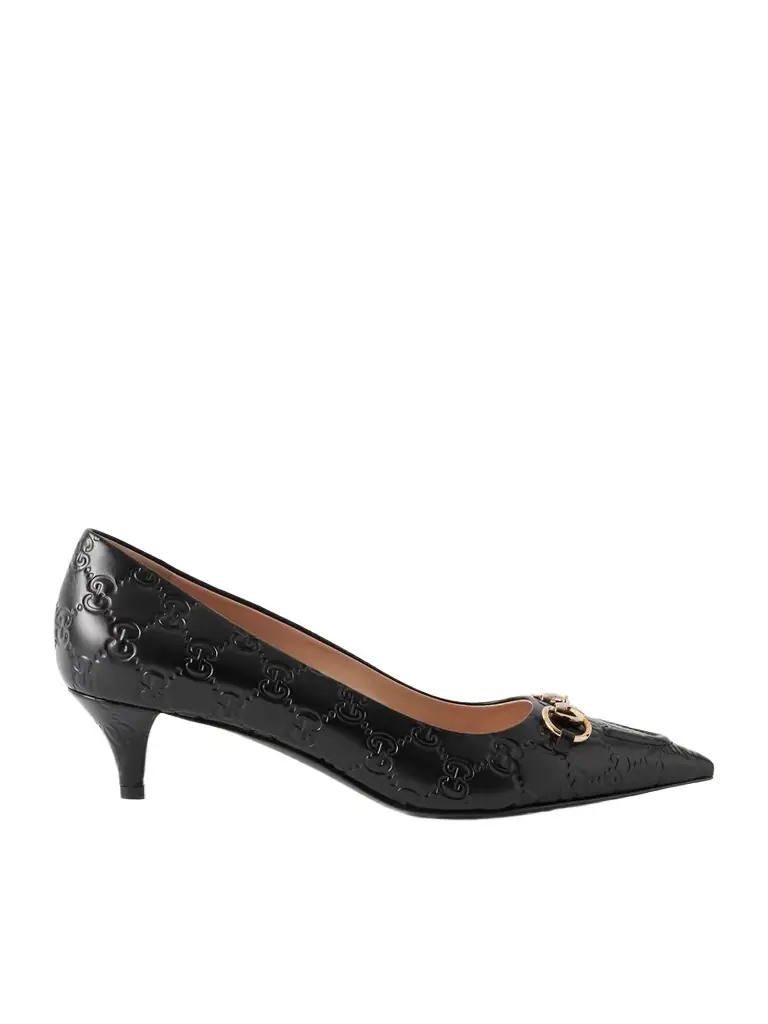 Gucci Horsebit-detailed Logo-debossed Leather Pumps