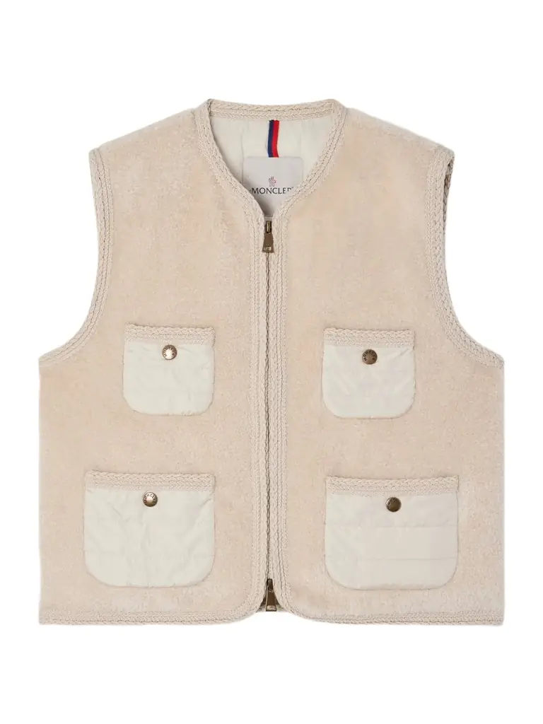 Moncler Mimosas Shell-trimmed Fleece Down Vest
