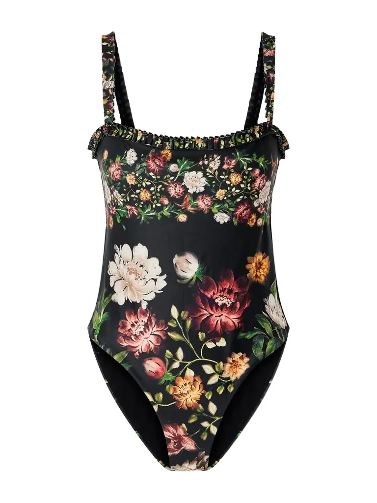 Agua by Agua Bendita Limón Paramo Ruffled Floral-print Swimsuit
