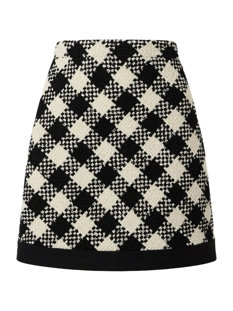 Valentino Garavani Damier Checked Bouclé-tweed Mini Skirt