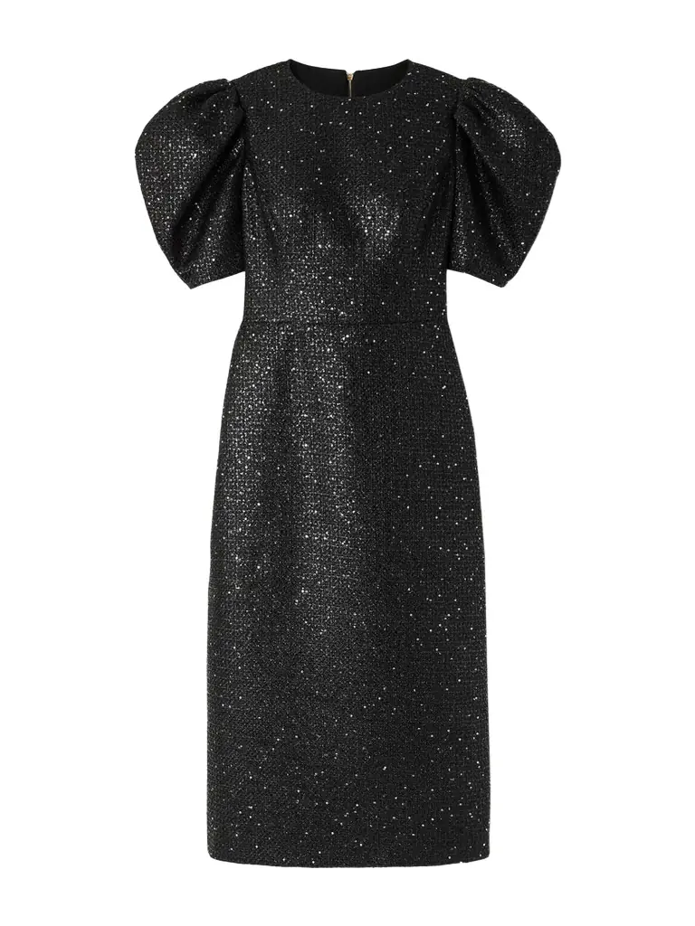 Carolina Herrera Sequin-embellished Metallic Tweed Midi Dress