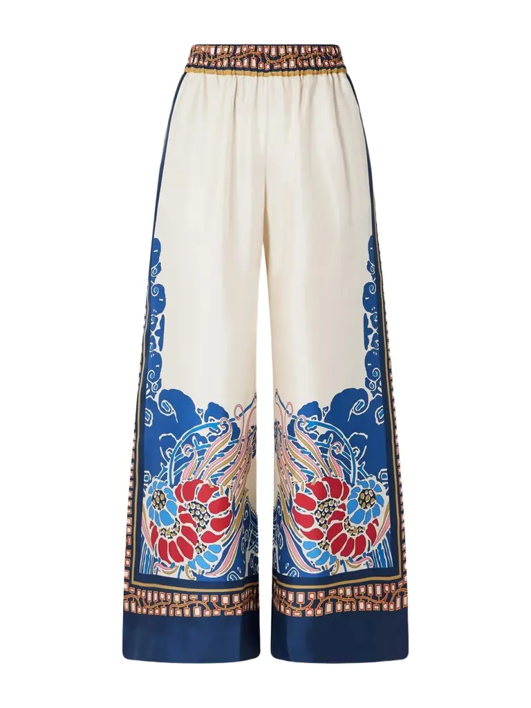 La DoubleJ Printed Silk-twill Wide-leg Pants