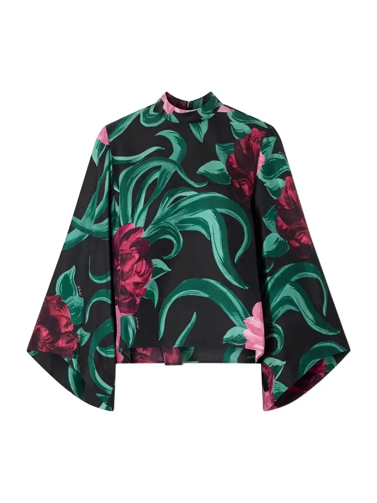 La DoubleJ Make An Exit Floral-print Silk-twill Blouse