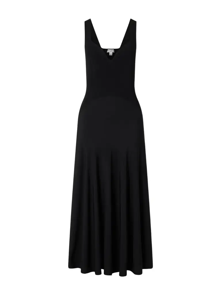 Alaïa Ribbed-knit And Jersey Pleated Midi Dress