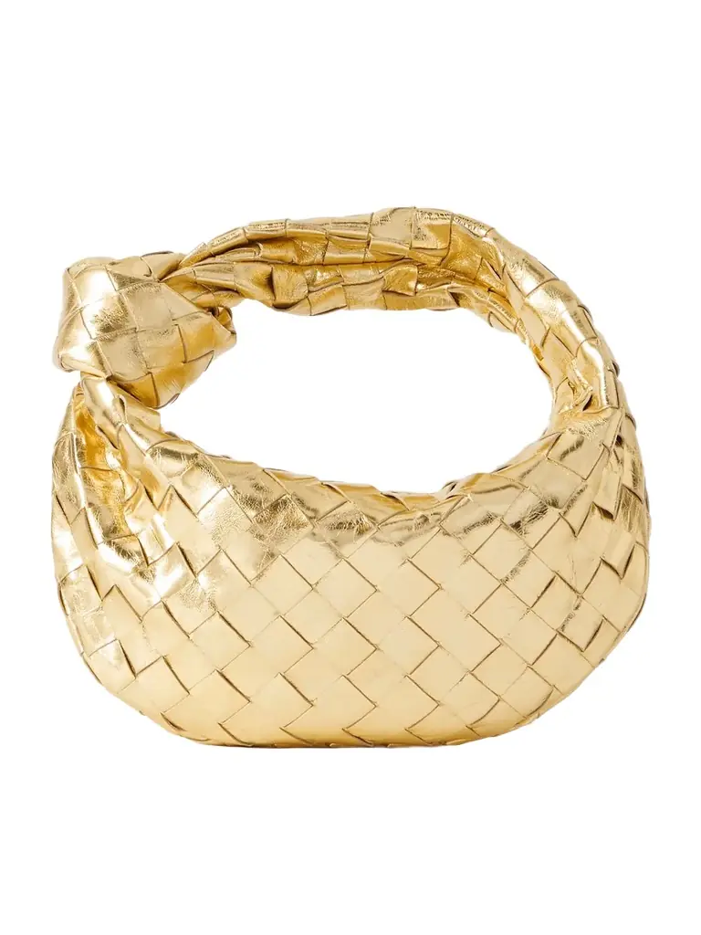 Bottega Veneta Jodie Mini Intrecciato Metallic Leather Tote