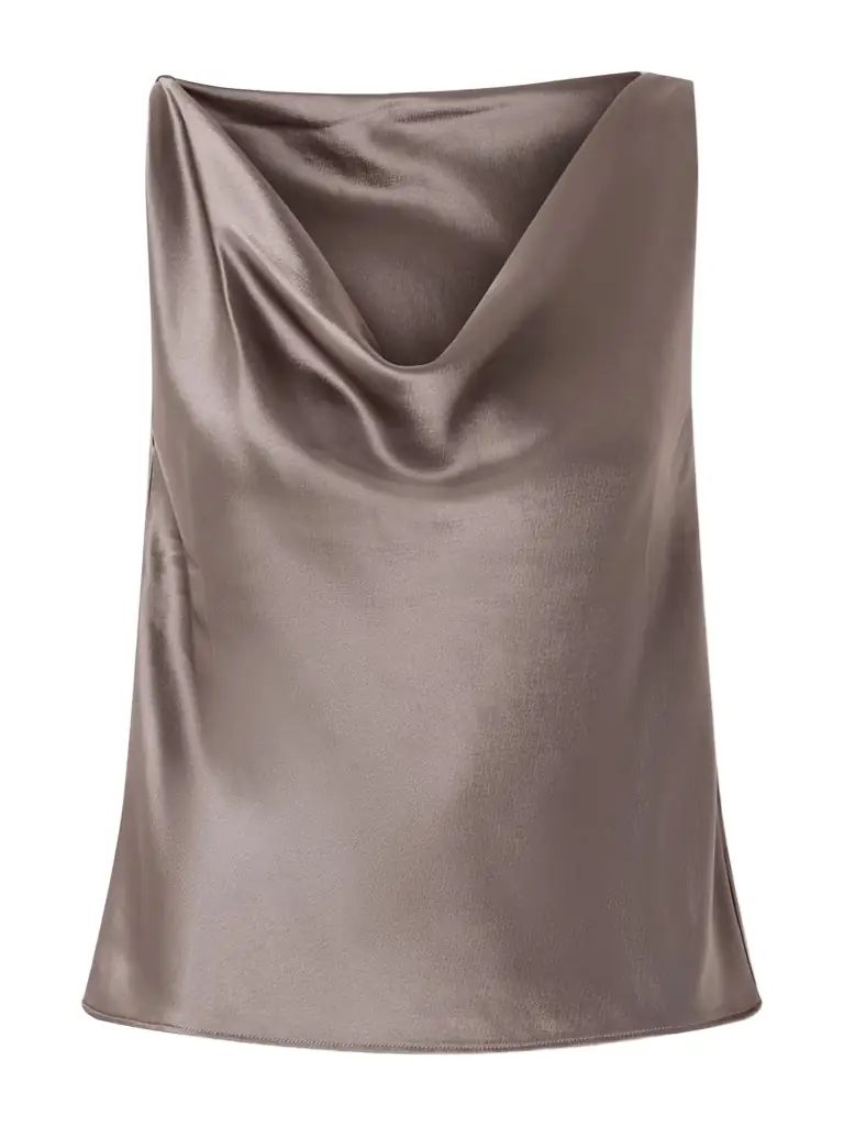 LESET Barb Draped Satin Blouse