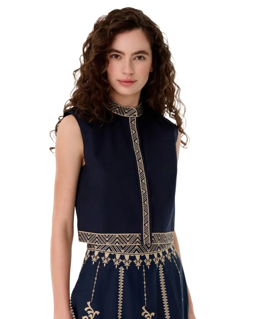 Emporio Sirenuse Andorra Top with Iris Embroidery