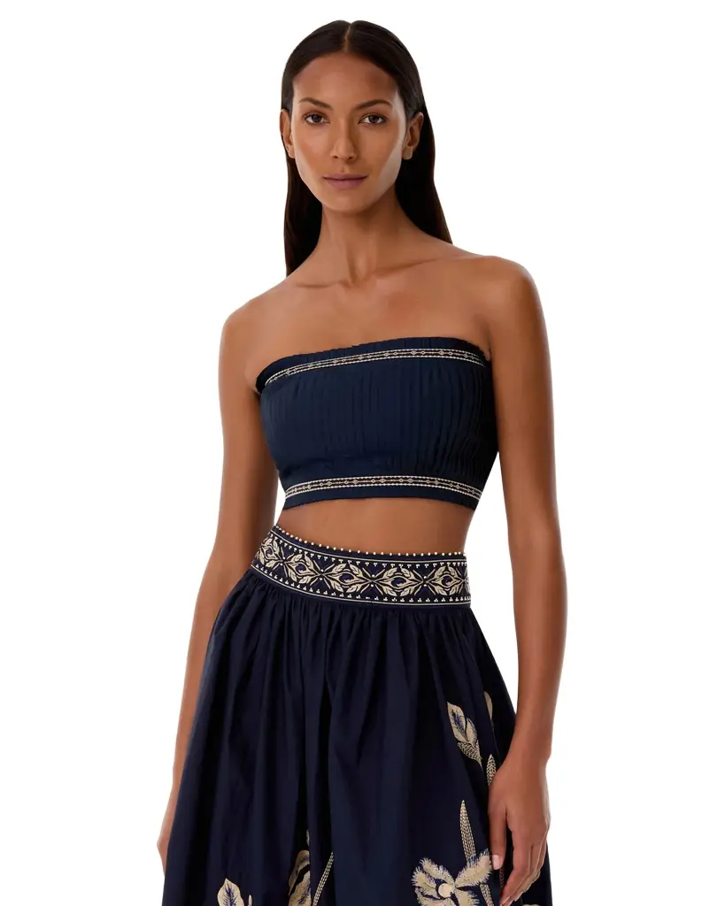 Emporio Sirenuse Flavia Top with Iris Embroidery