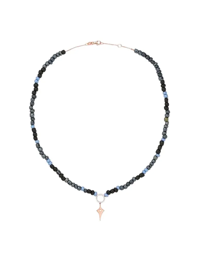 Diane Kordas 14-karat Rose Gold, Bead And Diamond Necklace