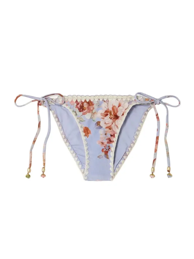 Zimmermann Awaken Crochet-trimmed Embellished Floral-print Bikini Briefs