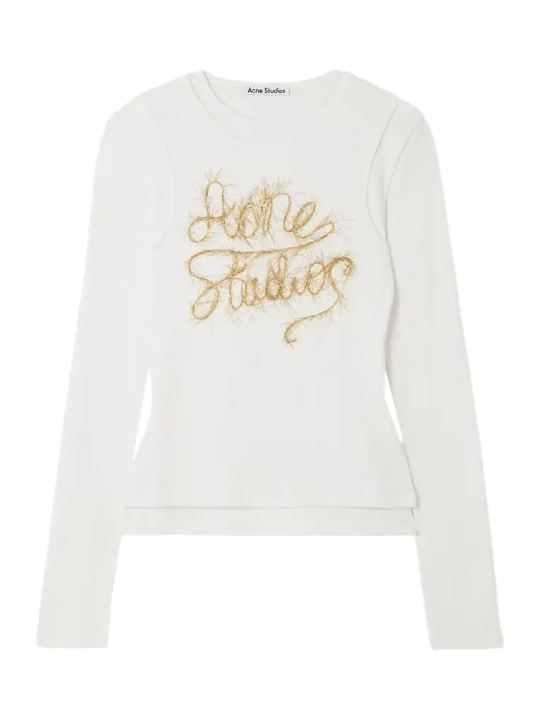 Acne Studios Tinsel-trimmed Layered Cotton-blend Jersey T-shirt