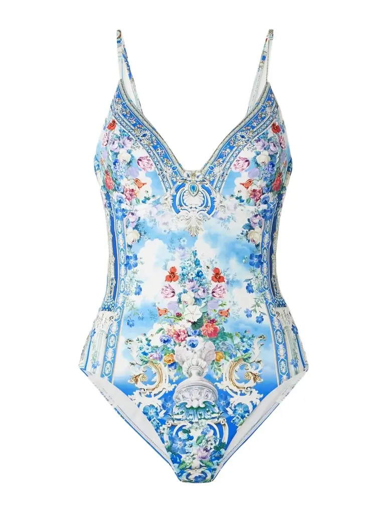 Camilla Crystal-embellished Printed Stretch Recycled Swimsuit