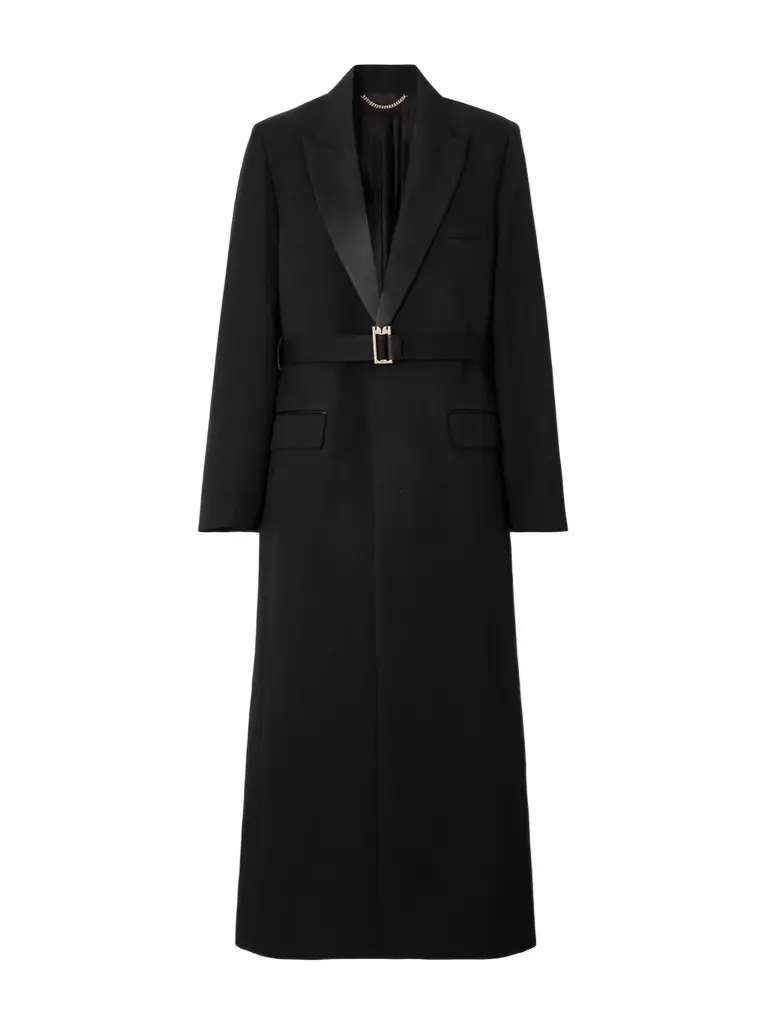 Victoria Beckham Belted Satin-trimmed Twill Coat