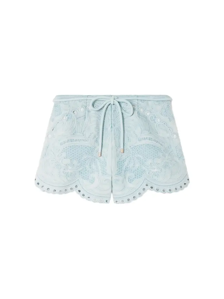 Zimmermann Daylight Scalloped Broderie Anglaise Denim Shorts