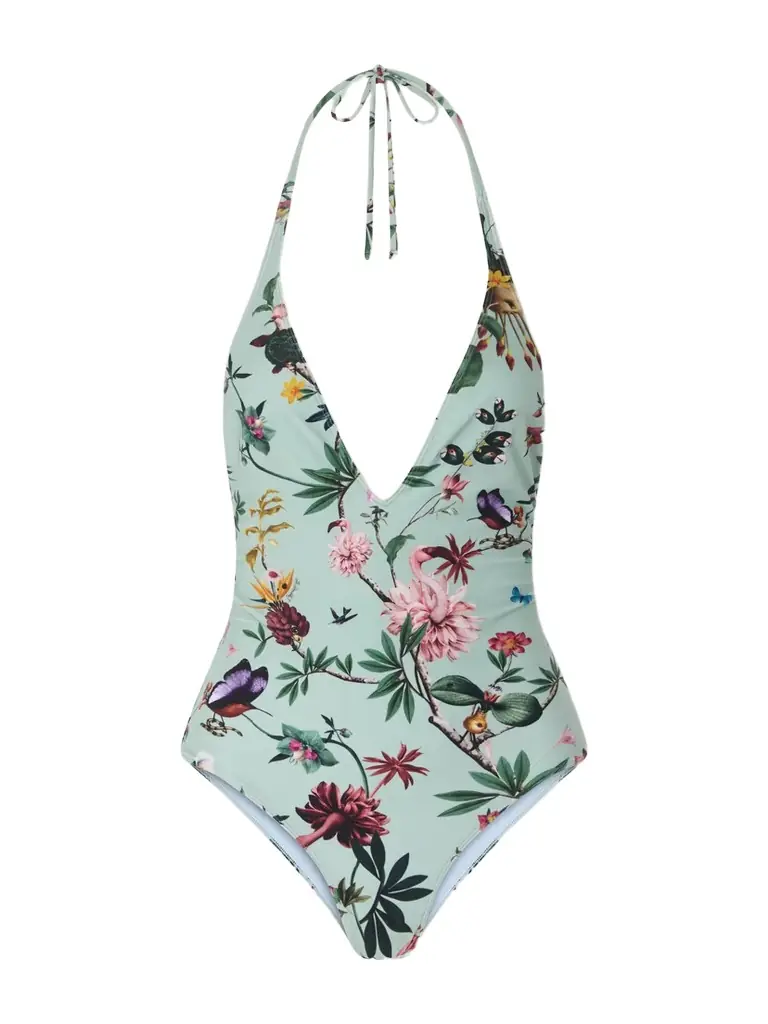 La DoubleJ Printed Halterneck Swimsuit