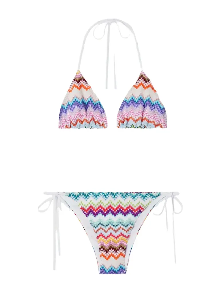 Missoni Mare Striped Metallic Crochet-knit Triangle Bikini