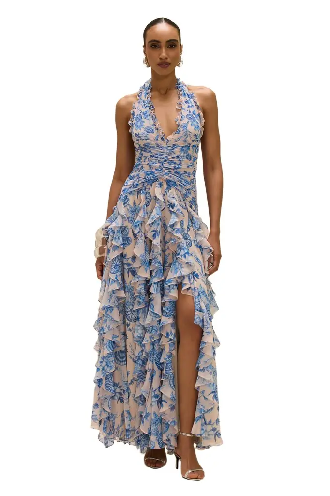 PatBo EDEN ROCK SEASHELL PLUNGE GOWN