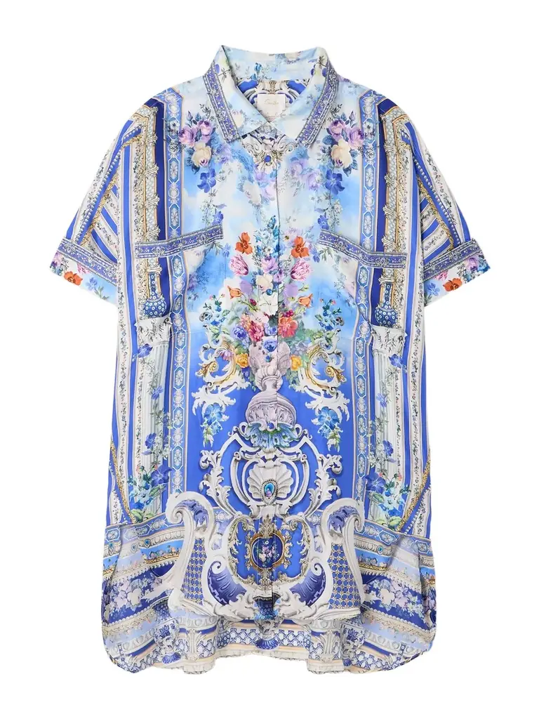 Camilla Crystal-embellished Floral-print Silk Blouse