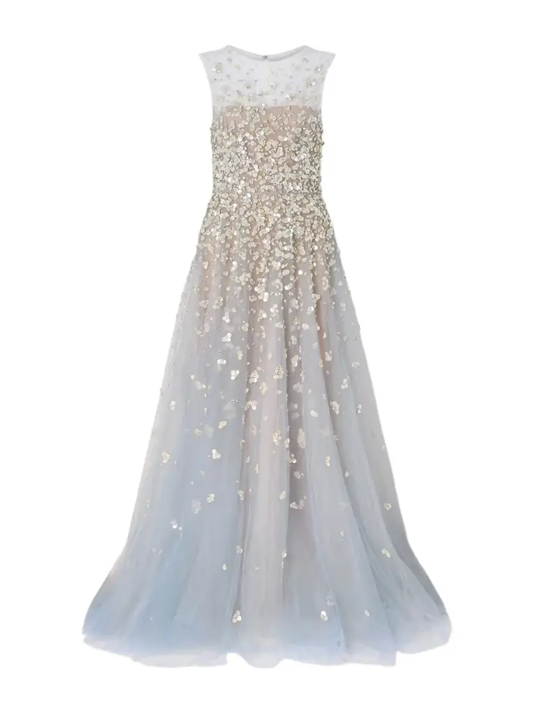Oscar de la Renta Embroidered Tulle Gown