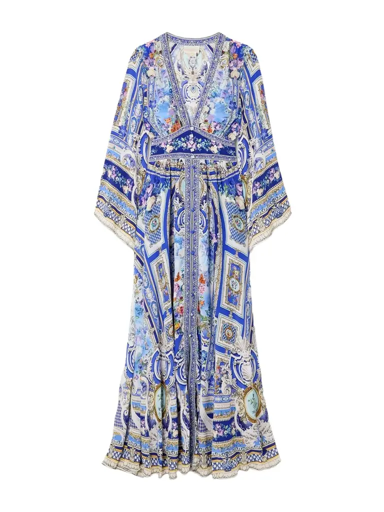 Camilla Crystal-embellished Shirred Printed Silk-chiffon Maxi Dress