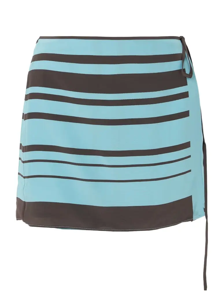 SIR. Rioja Striped Silk-crepe Mini Wrap Skirt