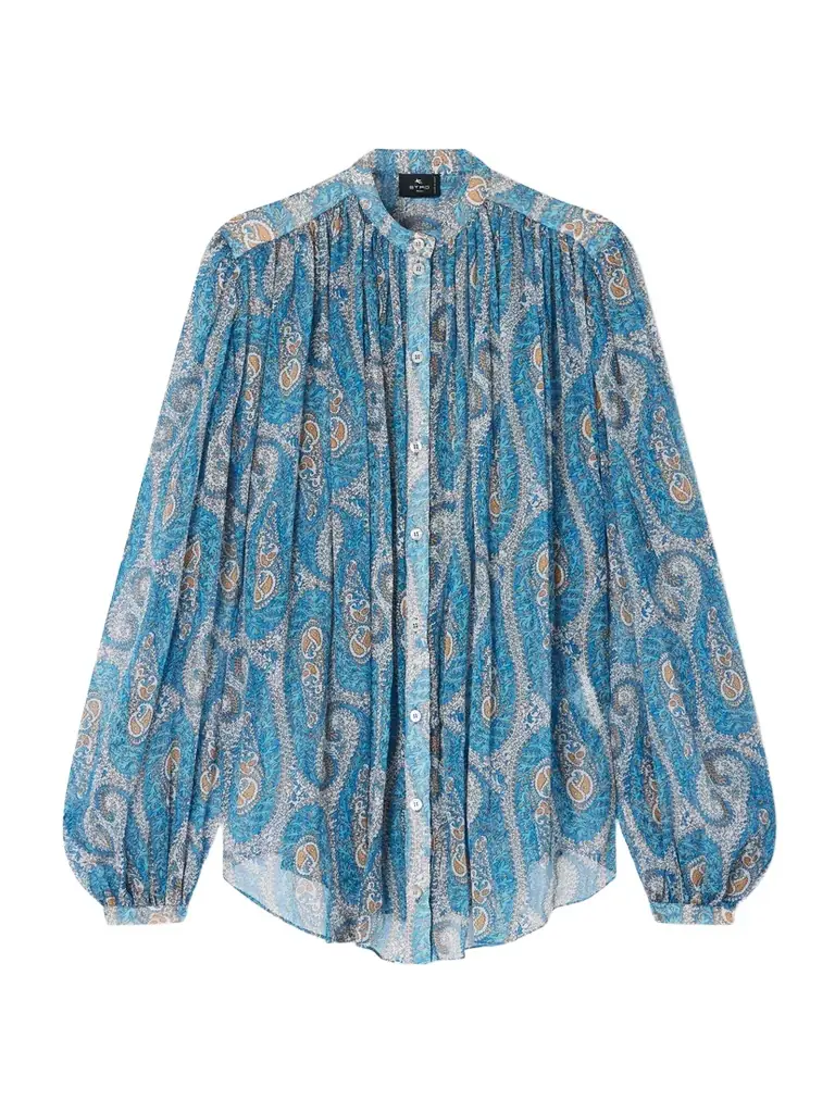 Etro Pleated Paisley-print Silk-crepon Blouse